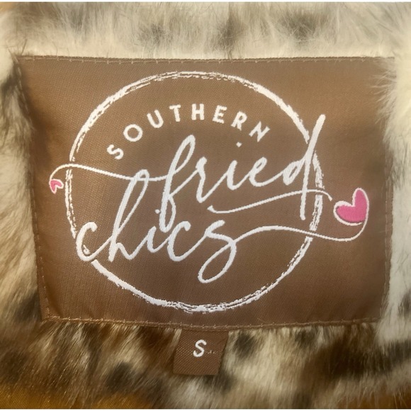 Southern Fried Chics Faux Fur Leopard Print Button Up Coat Size Small - Picture 10 of 13